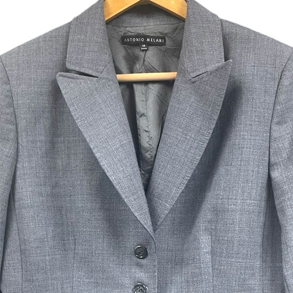 Antonio Melani Three Button Blazer Jacket Gray Size 14 - Picture 2 of 7